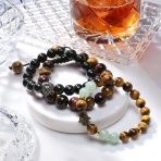 Unisex Jungle Animal Stretch Bracelet Tiger Eye & Lava Rock Beads Gold or Onyx - Image 9