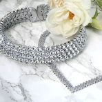 Art Deco Style Bridal Cubic Zirconia Statement CZ Collar Statement V Shape Decollete Necklace - Image 5