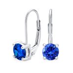 Classic Round 1CT CZ Solitaire Drop Stud Earrings .925 Sterling Silver Leverback - Image 3