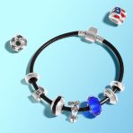 Patriotic USA Flag Star Stripes Charm Bead .925 Sterling Silver for Bracelet - Image 4