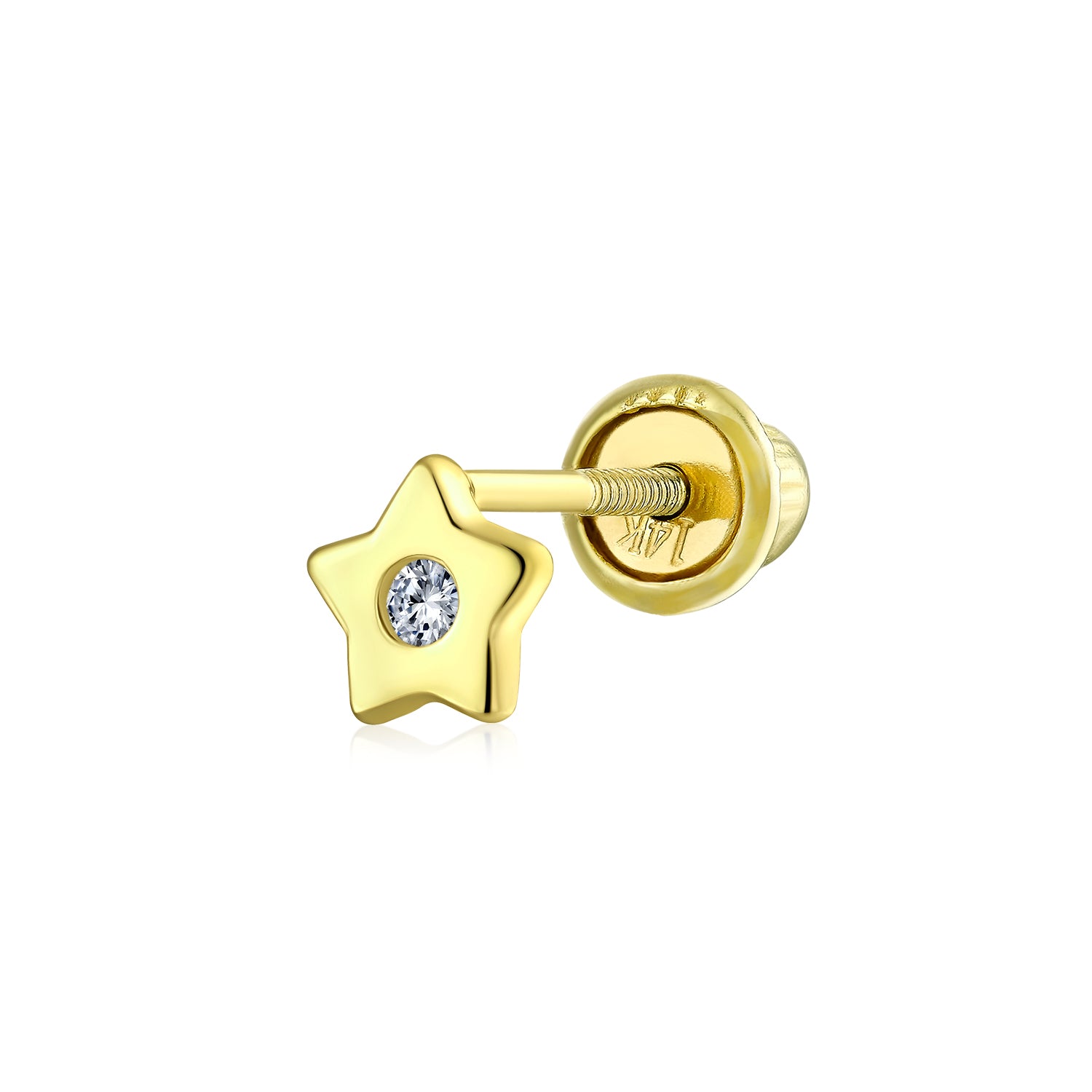 gold-14k-cartilage-star-rock_gio-fe0790-1-1p_1 Tiny 3MM CZ 14K Gold Cartilage Ear Piercing Star Stud Earring Screwback - Image 1