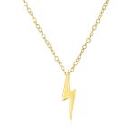Minimalist Geometric Lightning Bolt Pendant Necklace CZ Accent Gold Plated .925 Sterling Silver - Image 2