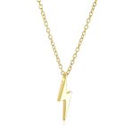 Minimalist Geometric Lightning Bolt Pendant Necklace CZ Accent Gold Plated .925 Sterling Silver - Image 4