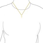 Minimalist Geometric Lightning Bolt Pendant Necklace CZ Accent Gold Plated .925 Sterling Silver - Image 6