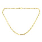 Solid 14K Gold Over Sterling Silver Italian Paperclip Chain Necklace for Men - Image 2