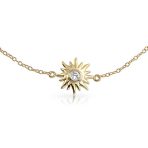 Sunburst CZ Accent Anklet Ankle Bracelet 14K Gold Plated Sterling Silver - Image 2