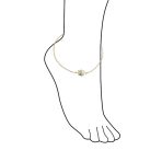 Sunburst CZ Accent Anklet Ankle Bracelet 14K Gold Plated Sterling Silver - Image 3