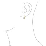 Square CZ Solitaire Asscher Cut Lever back Earrings Gold Plated Silver - Image 5