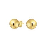 Timeless Classic Round Yellow 14K Gold Bead Ball Stud Earrings 6MM - Image 4