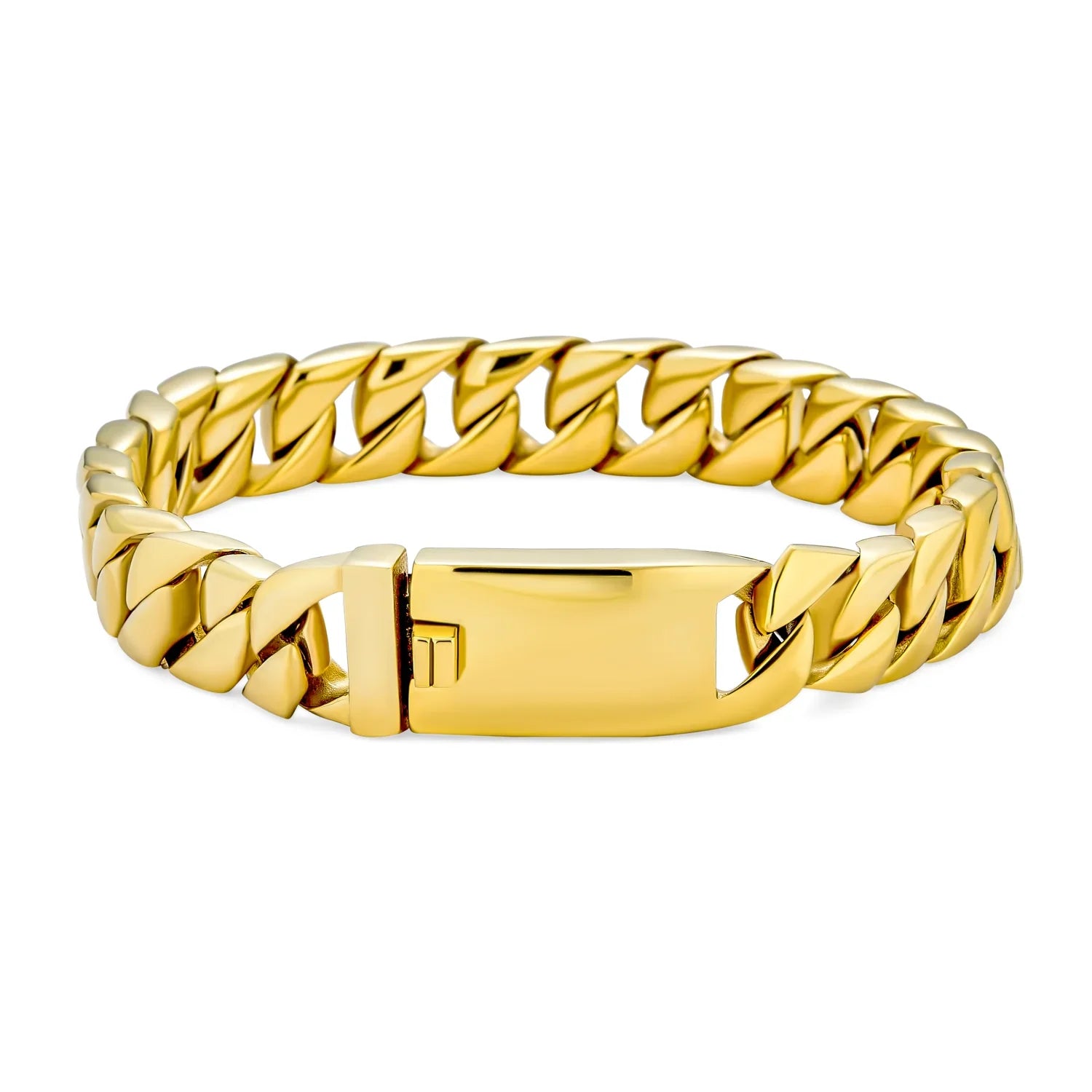 gold-bracelet-link-engrave-chain-men-ish-bl02a26-g_1 Miami Cuban Chain Link Bracelet for Men Silver Gold - Image 1