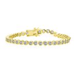 Formal Holiday Bridal 10CT Black White CZ Bezel Tennis Bracelet 14K Gold Plated - Image 3