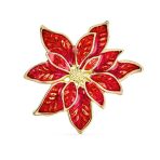 Large Statement White Enamel Lily Flower Brooch Scarf Pin Gold Plated