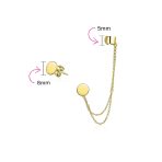 Flat Circle Disc Clip On Double Chain Band Wrap Ear Cuff Stud Earring Set Gold Plated - Image 6
