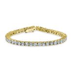 Classic 12CTW Cubic Zirconia Solitaire CZ Tennis Bracelet Gold Plated 7.5 Inch - Image 3