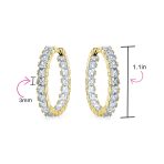 Fancy Cocktail Cubic Zirconia Princess Cut CZ Inside Out Hoop Earrings 1.25 Inch Silver Plated - Image 12