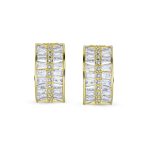 Art Deco Style Cocktail CZ Cubic Zirconia Half Hoop Baguette Earrings Clip On - Image 3