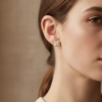 CZ Halo Princess Cut Cubic Zirconia Statement Stud Clip On Earrings Gold Plated - Image 3