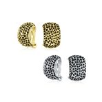 Set of 2 Speckled Hammered Leopard Clip-On Earrings