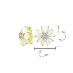 Romantic Cat Eye Heart-Shaped Petals Flower Clip-On Earrings Gold Plated For Non-Pierced - Image 5