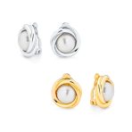 Twist Braided Rope Clip-On Earrings with Simulated Pearl Silver Gold Plated - Image 3