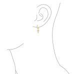 Tiny Cross Communion Kpop Huggie Dangle Chandelier Earrings CZ Hoop Set - Image 6