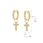 Tiny Cross Communion Kpop Huggie Dangle Chandelier Earrings CZ Hoop Set - Image 7