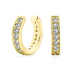 Minimalist Ear Cuff Cartilage CZ Band Clip Wrap Helix Earrings Sterling Silver - Image 2