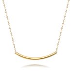 Minimalist Curved Bar Pendant Necklace in 14K Rose Gold Plated Sterling Silver