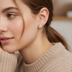 Asscher Cut CZ Stud Earrings in Gold Sterling Silver - Image 8