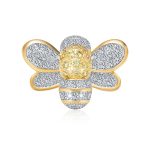 Insect Two-Tone Bumble Bee Brooch Pin Yellow White CZ Gold Rhodium Plated Brass