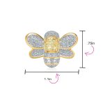 Insect Two-Tone Bumble Bee Brooch Pin Yellow White CZ Gold Rhodium Plated Brass - Image 3