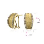 Matte Hammered Shrimp Half Hoop Earrings Pave Edge CZ Silver Plated - Image 8