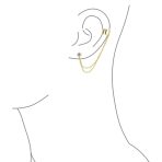 Geometric Ear Cuff Cartilage with Chains CZ Stud 14K Gold Plated Silver - Image 3