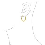 Black Cubic Zirconia Pave CZ Hoop Earrings Silver 1.5 Inch - Image 8