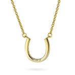 CZ Pave Cubic Zirconia Horseshoe Pendant Necklace 14K Gold Plated Silver - Image 4