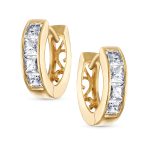 Unisex Small CZ Hoop Earrings in Gold-Plated Sterling Silver Multi-Color Options - Image 7