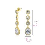Classic Bridal Triple Round Pave CZ Dangle Chandelier Earrings GoldSilver Plated - Image 7