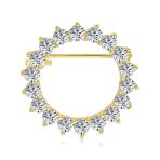 Bridal Marquise CZ Circle Brooche Pin for Wedding GoldSilver Plated Brass - Image 2
