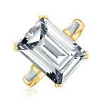 10CT Solitaire Emerald-Cut CZ Cubic Zirconia Statement Engagement Ring Gold Plated Sterling Silver - Image 4