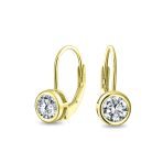 .50CT Solitaire Bezel Brilliant Cut CZ Drop Earrings - Image 2