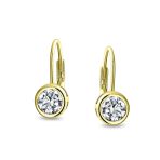 .50CT Solitaire Bezel Brilliant Cut CZ Drop Earrings - Image 9