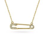 Support Symbol Pendant Necklace for Displaced People CZ Accent Safety Pin - Image 2