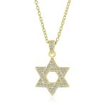 Cubic Zirconia Star of David Pendant Necklace 14K Gold Plated Silver Jewish Gift