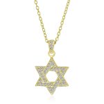 Cubic Zirconia Star of David Pendant Necklace 14K Gold Plated Silver Jewish Gift