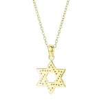 Cubic Zirconia Star of David Pendant Necklace 14K Gold Plated Silver Jewish Gift - Image 3