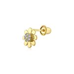 Tiny CZ Accent 14K Gold Sunflower Cartilage Ear Stud Earrings Screw Back 1PC