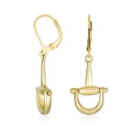 Equestrian Equine Horse Gift Dangle Snaffle Horse-bit Earrings Gold Plated .925 Sterling Silver - Image 2