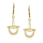 Equestrian Equine Horse Gift Dangle Snaffle Horse-bit Earrings Gold Plated .925 Sterling Silver - Image 4