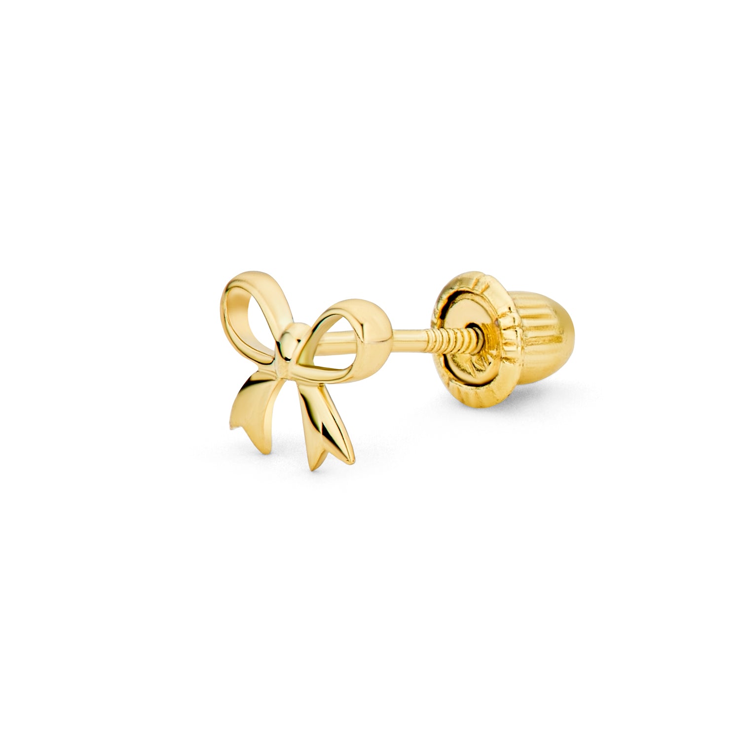 gold-delicate-dainty-tiny-bow-studs-gio-fe3676-1p_1 Dainty 14K Gold Bow Cartilage Ear Stud Earring with Safety Clutch Screw Back - Image 1