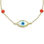 Protection Amulet Good Luck Charm Evil Eye Bracelet Gold Plated Silver 7 Inch - Image 2